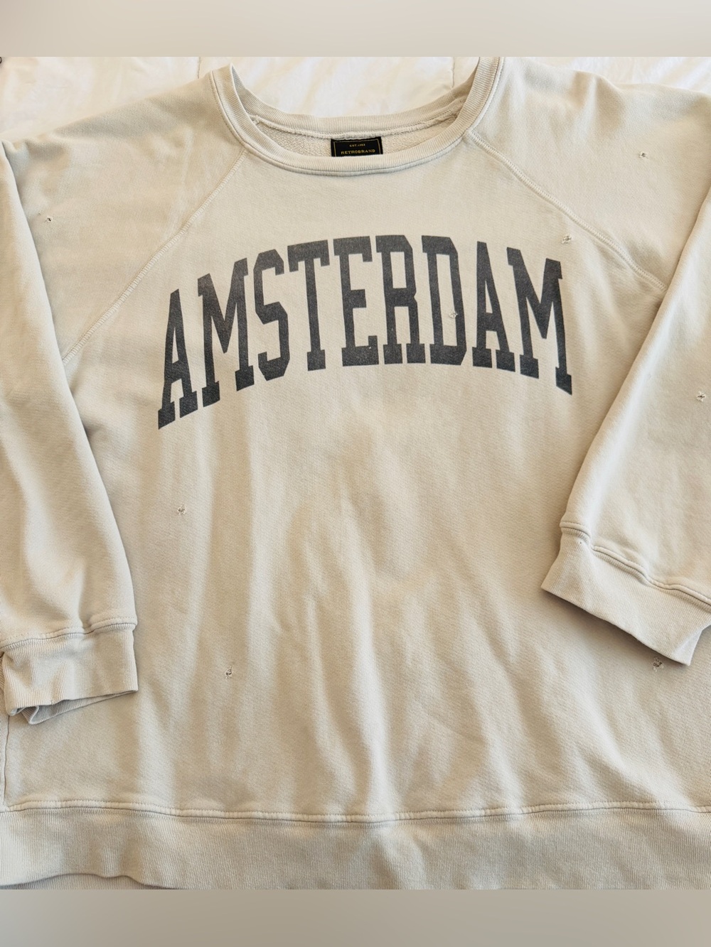 Free People Distressed  Oversized Amsterdam Graphic Sweatshirt XL - Picture 4 of 5